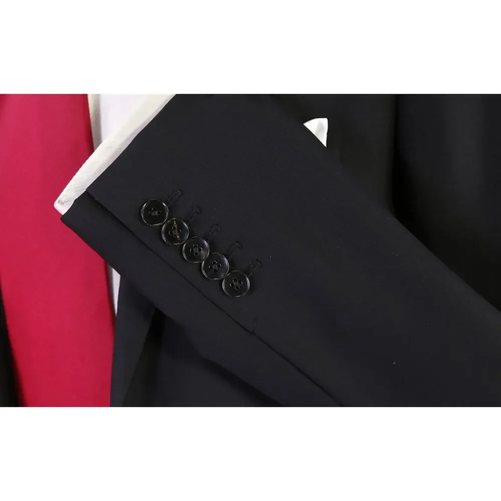 Gucci Tom Ford Era Solid Black 2-Btn Wool Mohair Suit Eu 44 US 34R
